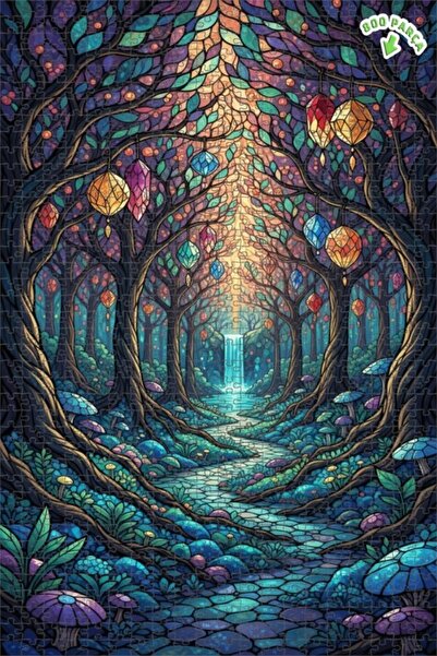 Teona Ahşap لغز خشبي بإطار ذو طابقين بمظهر الأحجار الكريستالية وشلال الغابة ا...