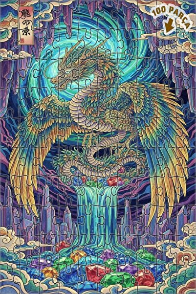 Teona Ahşap لغز خشبي بإطار مزدوج الطبقات بمظهر لوحة زيتية لشلال كنز التنين 10...