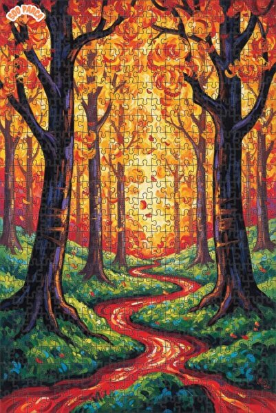 Teona Ahşap Magical Forest Stream Oil Painting Look Wooden Puzzle 500 Pieces ...