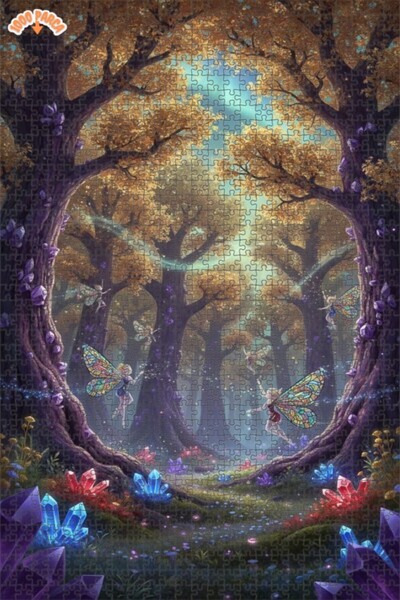 Teona Ahşap لغز خشبي مؤطر بطبقتين من فيريل الغابة الخيالية والغابة الكريستالي...