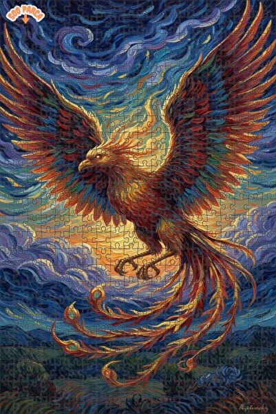 Teona Ahşap لغز خشبي بإطار مزدوج الطبقات بمظهر لوحة زيتية لطائر الفينيق الزمر...