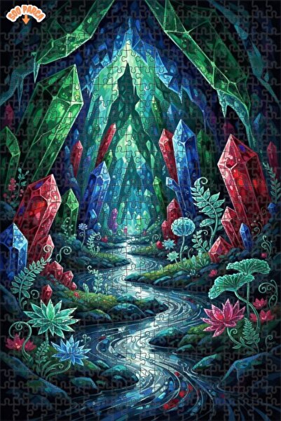 Teona Ahşap لغز خشبي بتصميم نهر الكهف الكريستالي مع مشهد مائي 500 قطعة 50×30