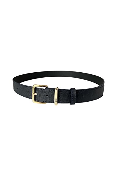 stravis Navy Blue Belt with Gold Square Buckle