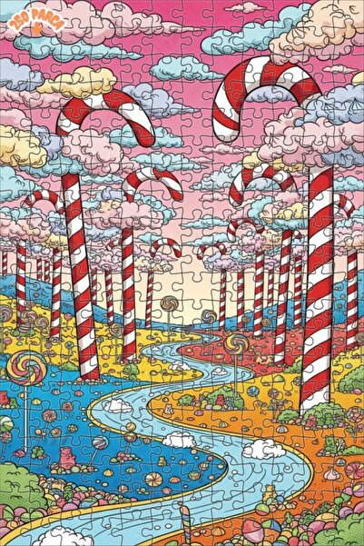 Teona Ahşap لغز خشبي مؤطر بطبقتين من فن القصص المصورة الخيالية لـ "أرض الحلوى...