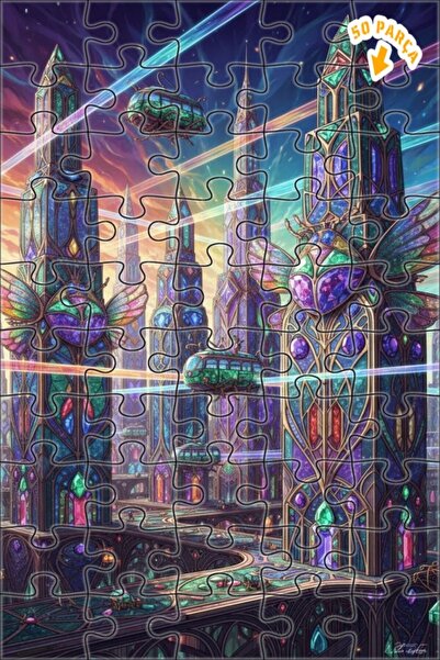 Teona Ahşap لغز خشبي رائع ملون بإطار مزدوج الطبقات من كريستال سيتي 50 قطعة 15x25