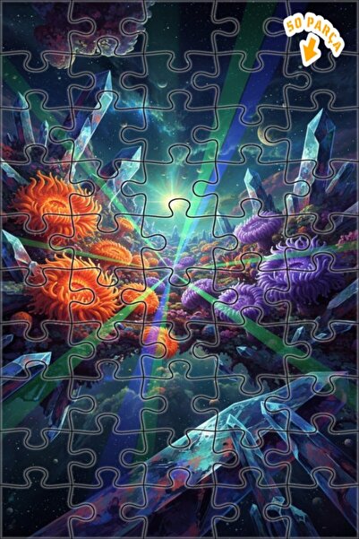 Teona Ahşap لوحة زيتية لزهور الكريستال البراقة في الكوكب، لغز خشبي بإطار مزدو...