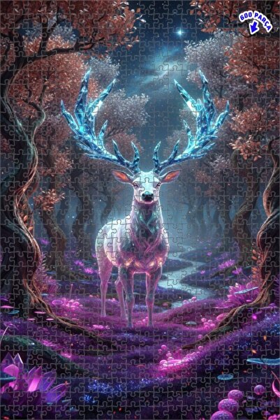 Teona Ahşap لغز فني بتصميم غابة سحرية وشمس الغزلان بمظهر لوحة زيتية 600 قطعة ...