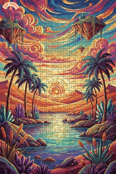 Teona Ahşap لغز خشبي بإطار مزدوج الطبقات من رؤيا بالميفي بتصميم غروب الشمس 50...