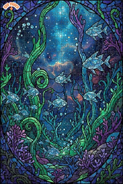 Teona Ahşap لغز خشبي فني بمظهر فسيفساء تحت البحر 500 قطعة 50x30