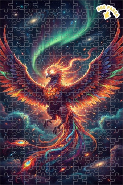 Teona Ahşap لوحة زيتية لطائر الفينيق ذو الأجنحة الزمردية المشرقة، لغز خشبي مؤ...