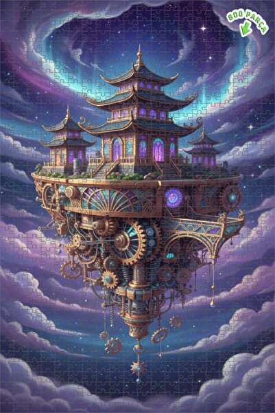 Teona Ahşap لغز خشبي مؤطر بطبقتين لقصر السماء الغامضة 800 قطعة 70×50