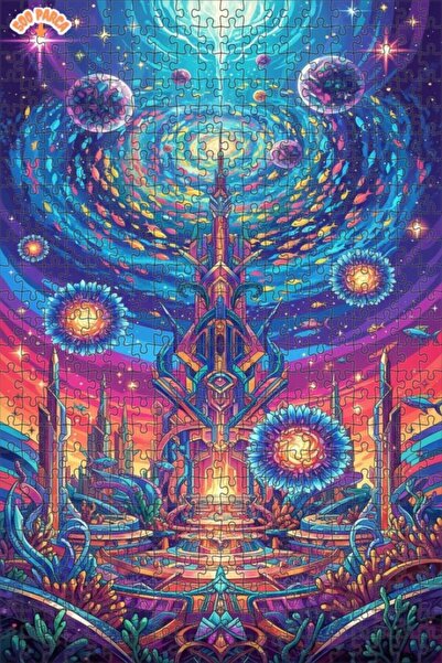 Teona Ahşap لغز خشبي بإطار ذو طابقين بمظهر لوحة زيتية لمدينة تحت الماء الفلكي...