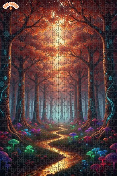 Teona Ahşap Magical Forest Road Oil Painting-Looking Art Double Layer Framed ...