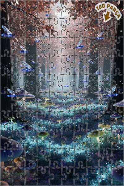 Teona Ahşap لغز خشبي مؤطر بطبقتين من فيريلس الغابة السحرية 100 قطعة 25x25