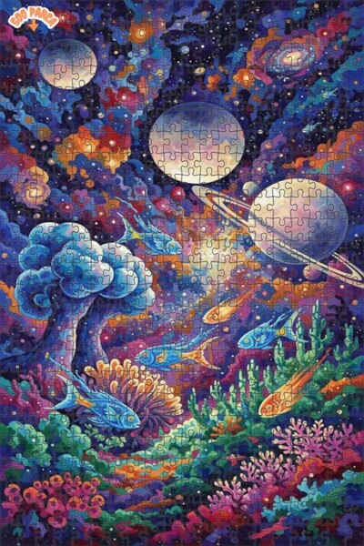 Teona Ahşap لغز خشبي فني بمظهر لوحة زيتية يصور الأسماك الغامضة في البحار الفل...