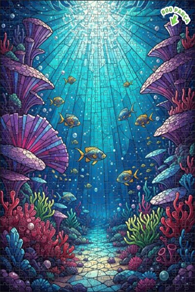 Teona Ahşap لغز خشبي مؤطر بطبقتين لفن الفسيفساء الغامض تحت البحر 800 قطعة 70x50