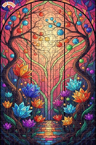 Teona Ahşap Colorful Crystal Garden Wooden Puzzle 500 Pieces 50X30