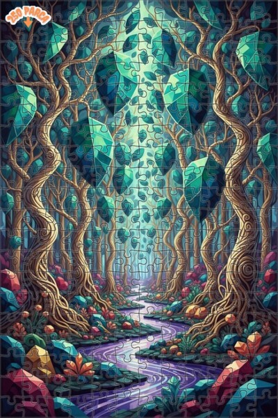 Teona Ahşap لغز خشبي مؤطر بطبقتين من الغابة الكريستالية الغامضة 250 قطعة 30x30