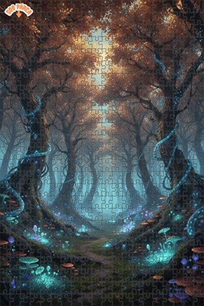 Teona Ahşap لغز خشبي بإطار مزدوج الطبقات من أضواء الغابة الغامضة 500 قطعة 50x30