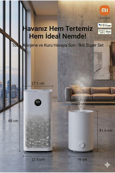 Xiaomi Çift Sensörlü Profesyonel Hava Temizleme Cihazı 60M² Geniş Alan Polen ...