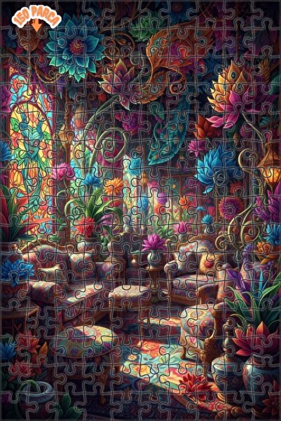 Teona Ahşap لغز خشبي بإطار مزدوج الطبقات بمظهر لوحة زيتية لحديقة الزهور الماس...