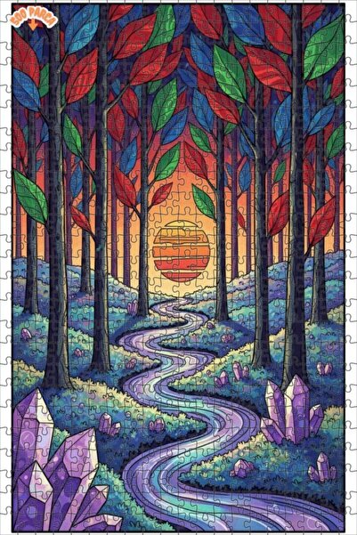 Teona Ahşap لغز خشبي بإطار مزدوج الطبقات من كريستال أورانج فورست 500 قطعة 50x30