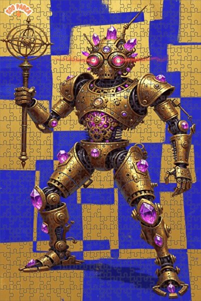 Teona Ahşap لوحة فنية روبوتية كريستالية بطراز ستيمبانك، لغز خشبي بإطار مزدوج ...