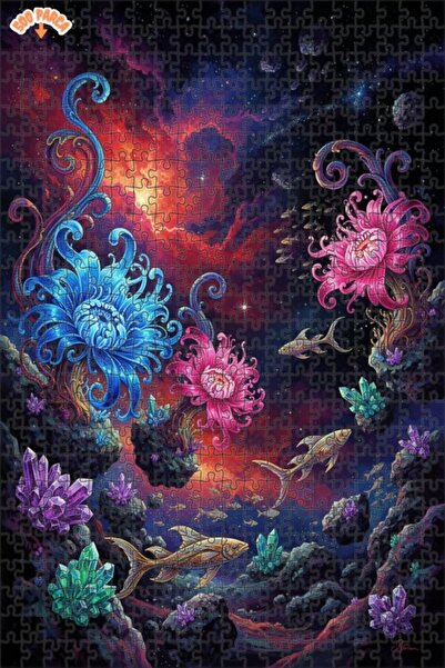 Teona Ahşap لغز خشبي بتصميم أسماك الزينة والكريستال بمظهر لوحة زيتية 500 قطعة...