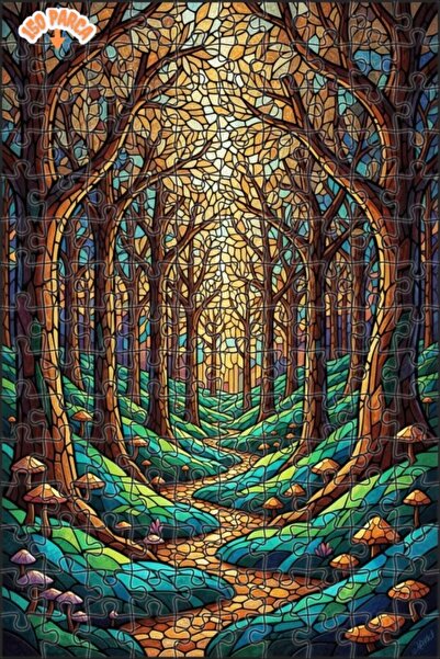 Teona Ahşap لغز خشبي فني بمظهر فسيفساء الغابة السحرية، لغز خشبي بإطار مزدوج ا...