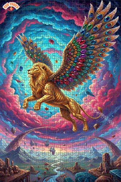 Teona Ahşap لغز الأسد ذو الأجنحة، عمل فني، لغز خشبي بإطار مزدوج الطبقات، 500 ...