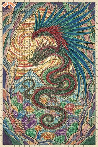 Teona Ahşap لغز خشبي ملون بإطار مزدوج الطبقات من كريستال كويتزالكوتل 500 قطعة...