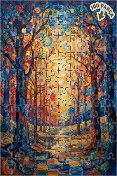 Teona Ahşap لغز خشبي بإطار مزدوج الطبقات بمظهر لوحة زيتية لطريق الغابة الملون...