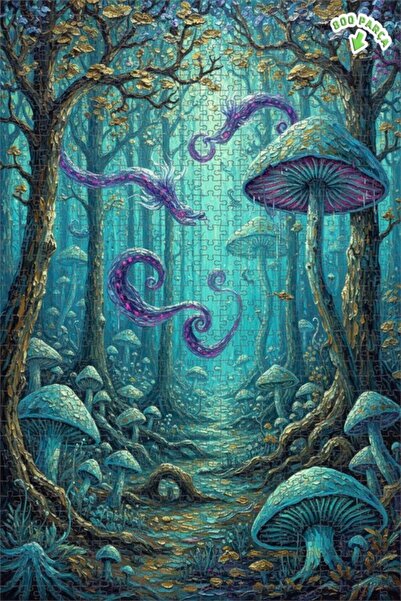 Teona Ahşap لغز خشبي بمظهر لوحة زيتية لتنين الغابة الخيالية 800 قطعة 70×50