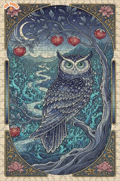 Teona Ahşap لغز خشبي مؤطر بطبقتين على شكل بومة الغابة الغامضة 500 قطعة 50×30