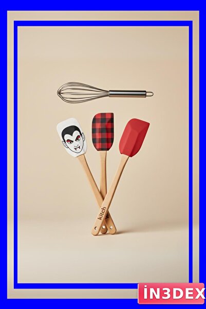 İN3DEX 4 Pieces Silicone Kitchen Spatula and Whisk Set Assorted Colors