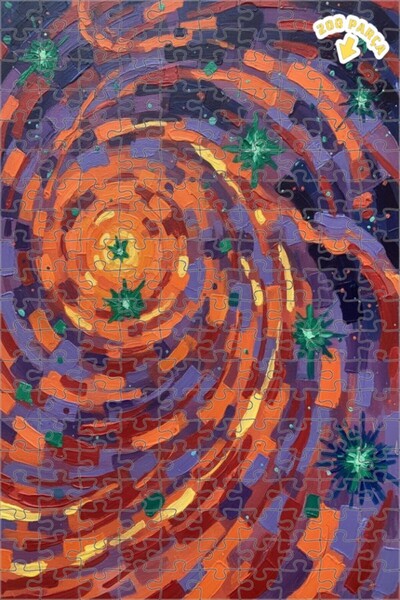 Teona Ahşap لغز خشبي بإطار مزدوج الطبقات بمظهر لوحة زيتية لنجوم حلزونية دينام...