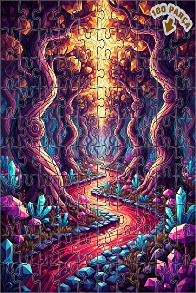 Teona Ahşap لغز خشبي مؤطر مكون من طابقين من مسار الغابة الكريستالية السحرية 1...