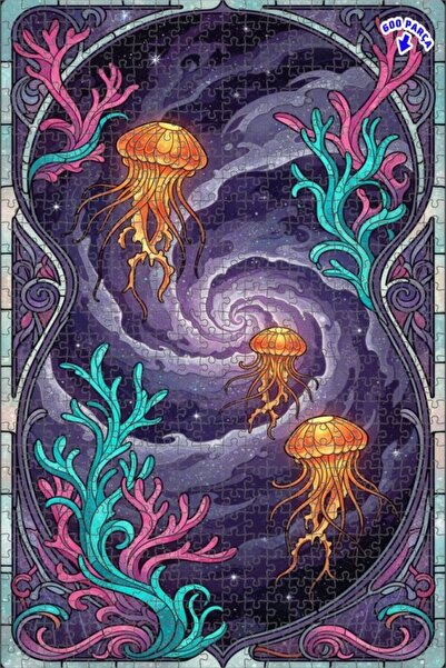 Teona Ahşap لغز خشبي فني على شكل قنديل البحر 600 قطعة 50×35