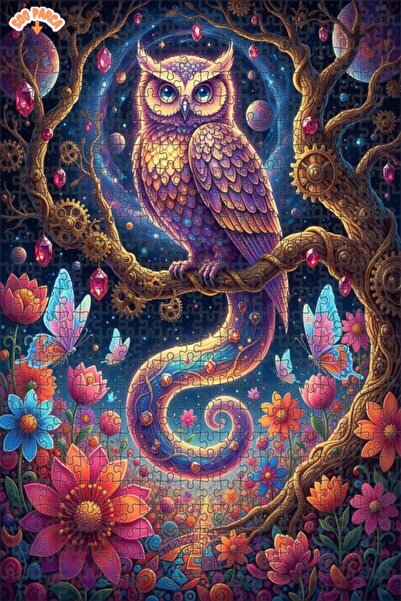 Teona Ahşap لغز فني بمظهر لوحة زيتية لبومة الغابة الغامضة 500 قطعة 50×30