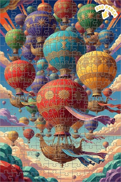 Teona Ahşap لغز خشبي بإطار مزدوج الطبقات بمظهر لوحة زيتية لمشهد بالونات السما...