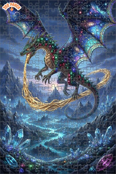 Teona Ahşap Crystal Dragon Galaxy Art Double Layer Framed Wooden Puzzle 250 P...