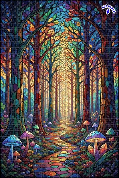 Teona Ahşap لغز خشبي مؤطر بطبقتين من فن الفسيفساء الزجاجية للغابة السحرية 600...