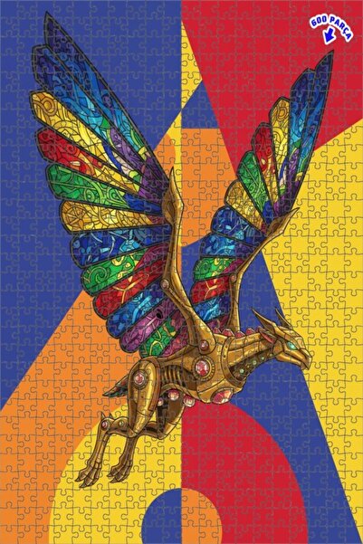 Teona Ahşap لغز خشبي بإطار مزدوج الطبقات على شكل مخلوق ميكانيكي ذهبي 600 قطعة...