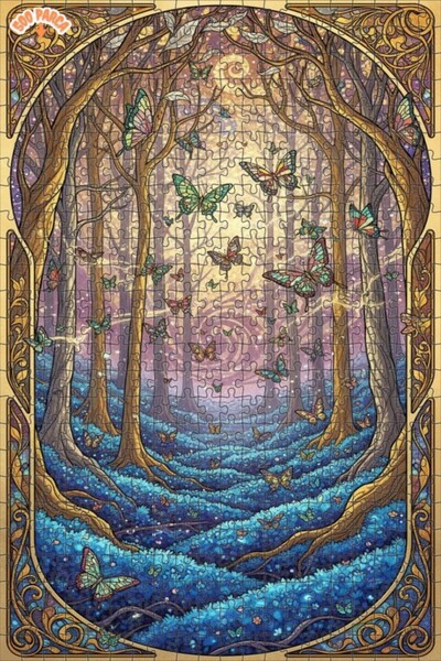 Teona Ahşap لوحة فنية بتأثير الزيت تصور فراشات الغابة السحرية 500 قطعة 50×30