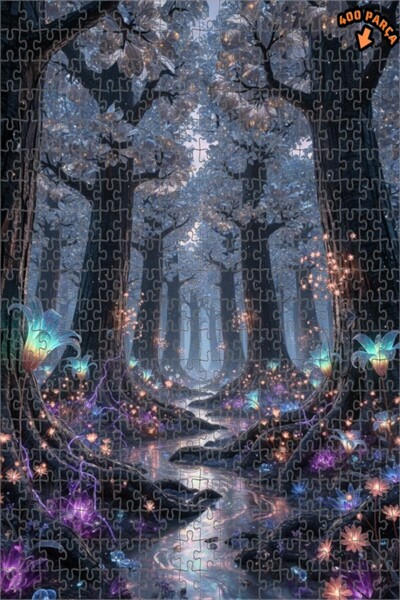 Teona Ahşap لوحة زيتية للغابة السحرية والزهور المتألقة، لغز خشبي بإطار مزدوج ...