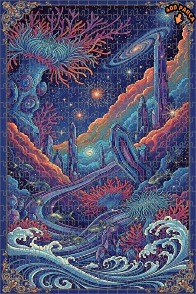 Teona Ahşap لغز خشبي رائع ذو طابقين بإطار مع مشهد شلال كريستالي تحت الماء، 40...