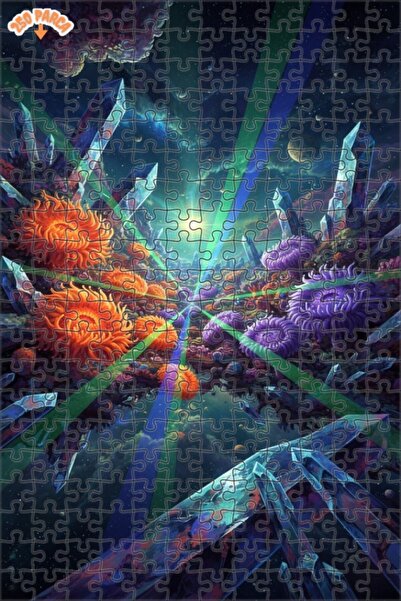 Teona Ahşap لوحة زيتية لزهور الكريستال البراقة في الكوكب، لغز خشبي بإطار مزدو...