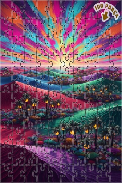 Teona Ahşap لغز خشبي بإطار مزدوج الطبقات بمظهر لوحة زيتية بألوان صحراوية، 100...