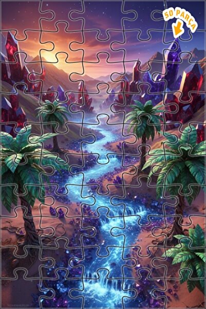 Teona Ahşap لغز خشبي بإطار مزدوج الطبقات بمظهر فني رقمي من كريستال فالي، 50 ق...