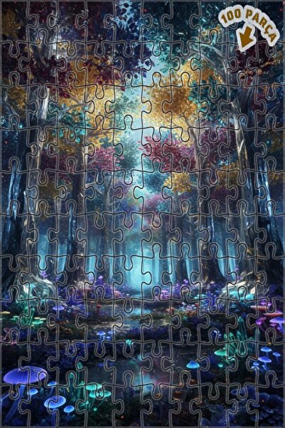 Teona Ahşap لوحة زيتية لفطر الكريستال السحري في الغابة، لغز خشبي بإطار مزدوج ...